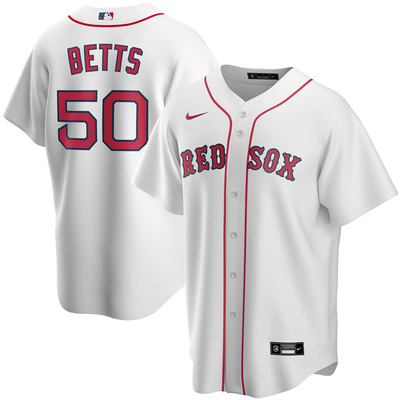 2020 MLB Men Boston Red Sox #50 Mookie Betts Nike White Home 2020 Replica Player Jersey 1